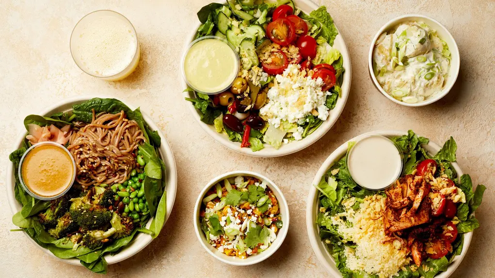 Plates of healthy food, London