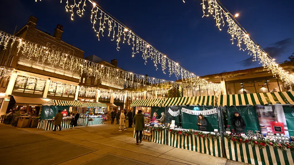 Christmas market with Christmas decorations