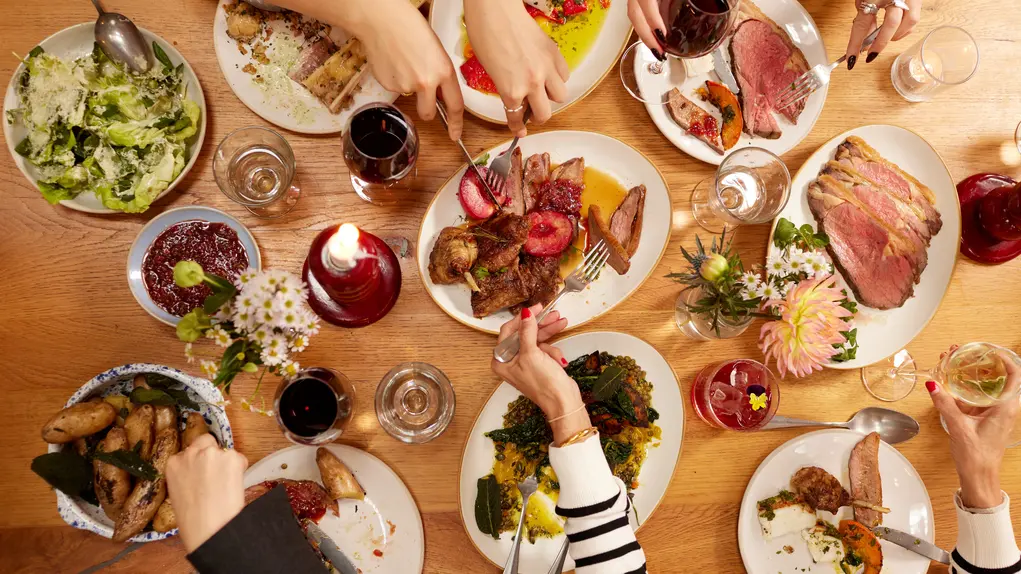 food at a table