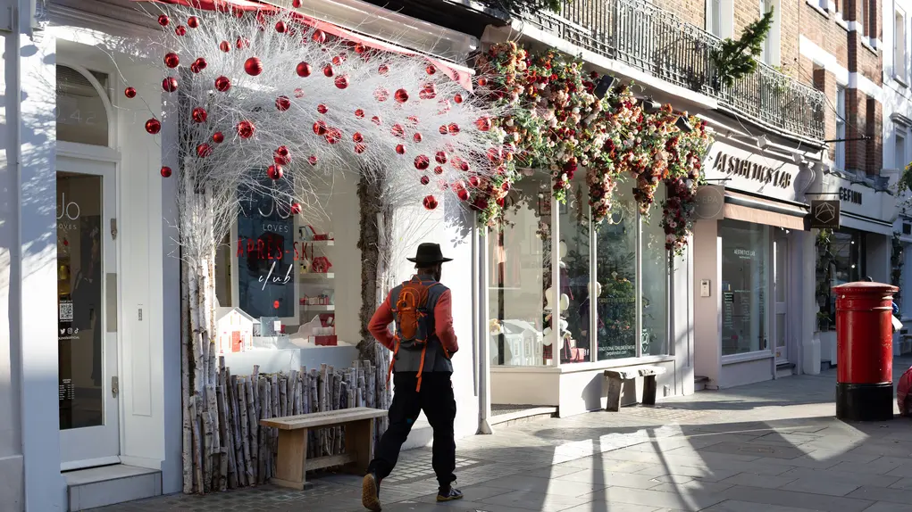 Shops decorated in Christmas decorations