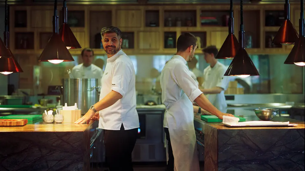 Kitchen with chefs in