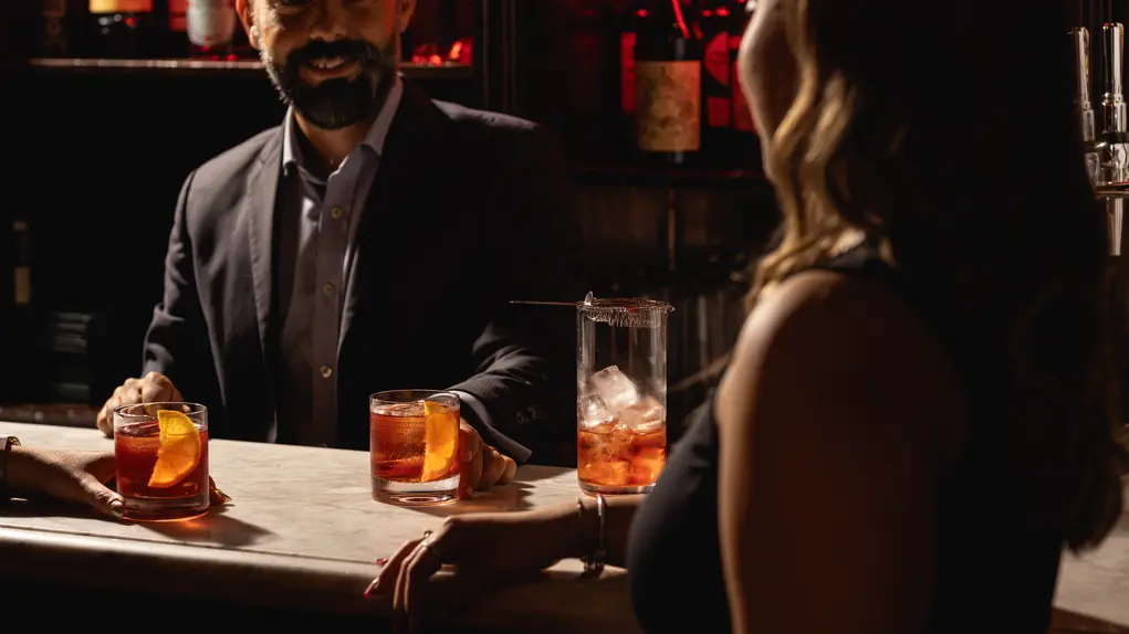 drinks at a bar