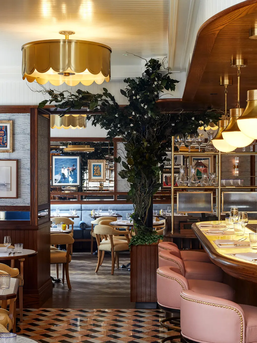 The interior of Chucs restaurant with dining tables and a bar area