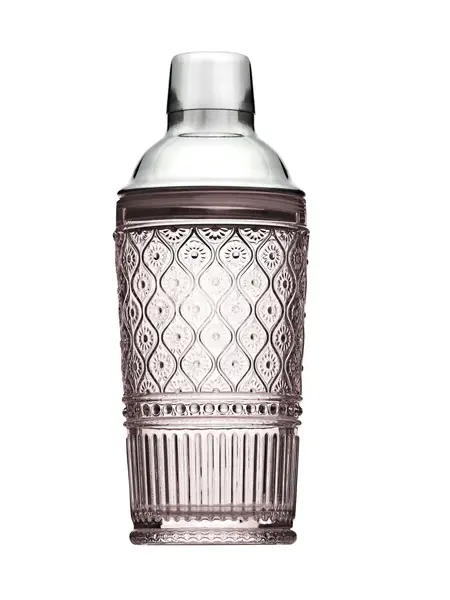 Pink glass cocktail shaker