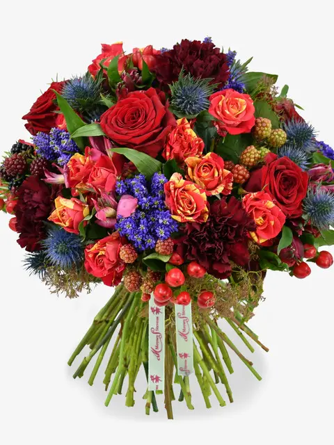 Red and purple flowers bouquet