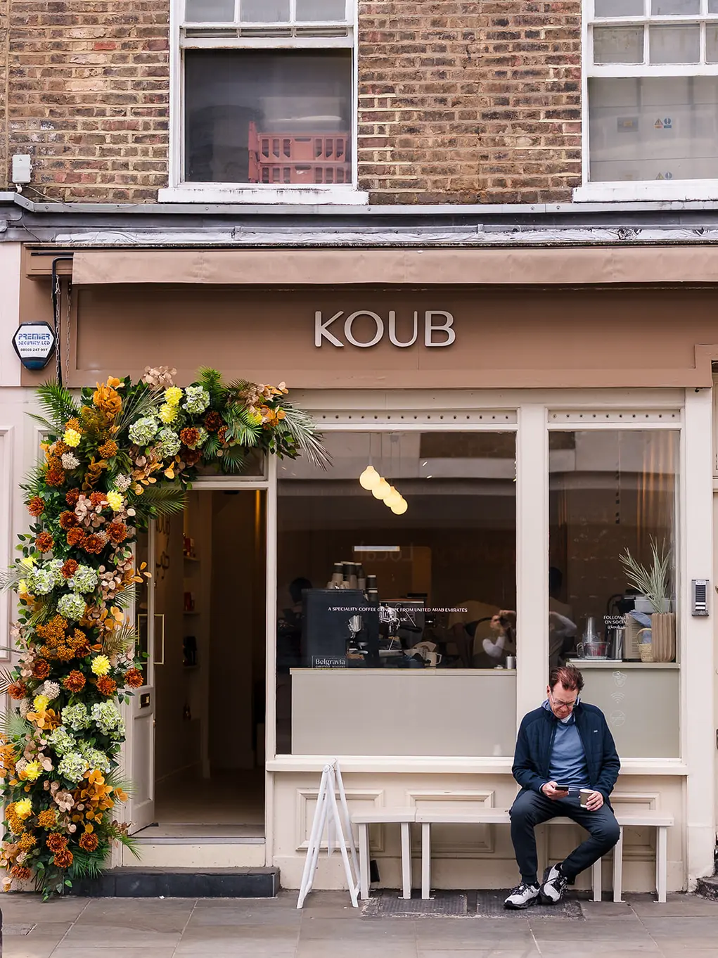 Outside of Koub with its floral display