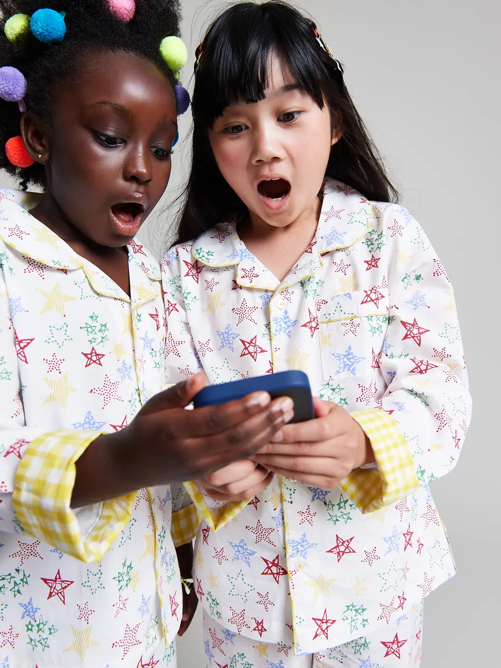 Two children in pyjamas