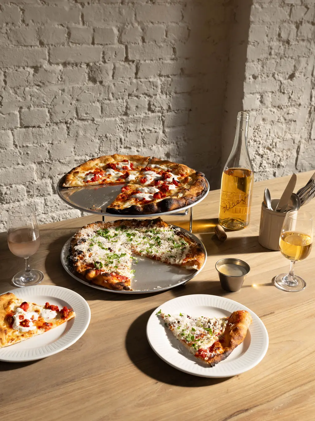 Food and drink on a table