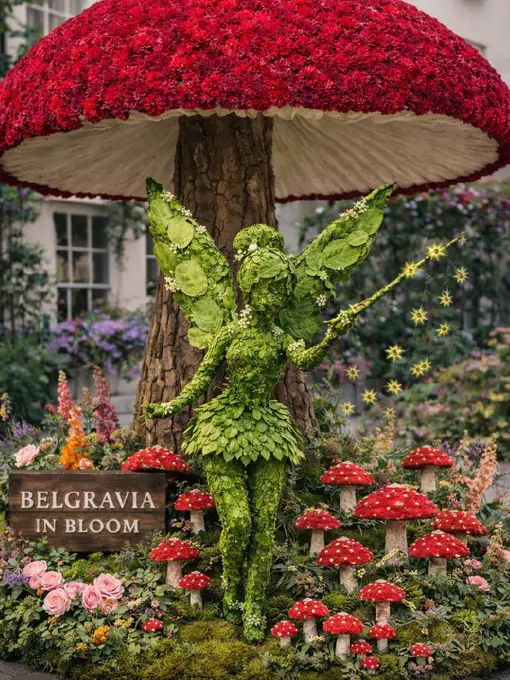 Tinkerbell in front of a mushroom