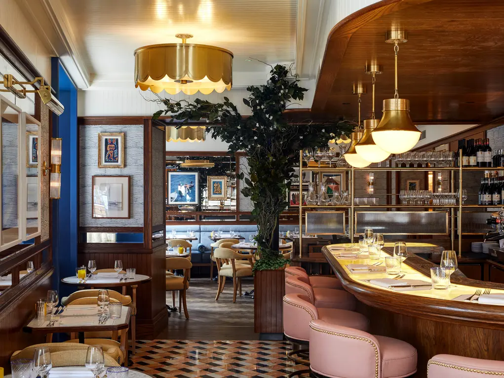 The interior of Chucs restaurant with dining tables and a bar area