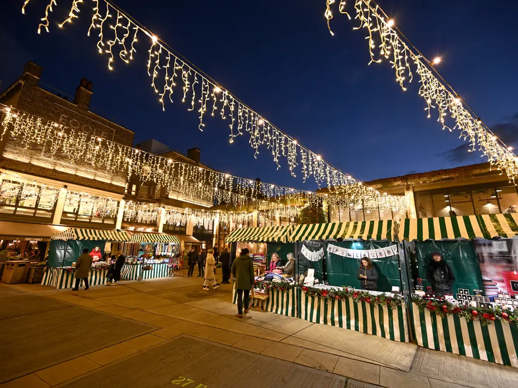 Christmas market with Christmas decorations