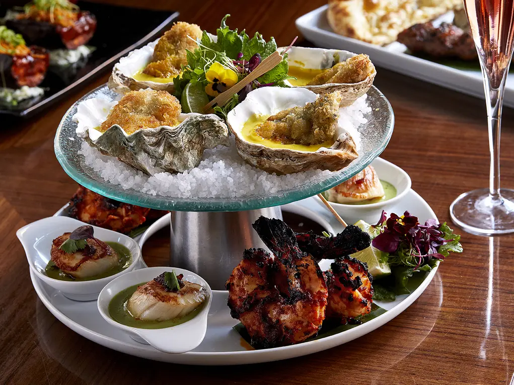 A two tier seafood platter at Amaya